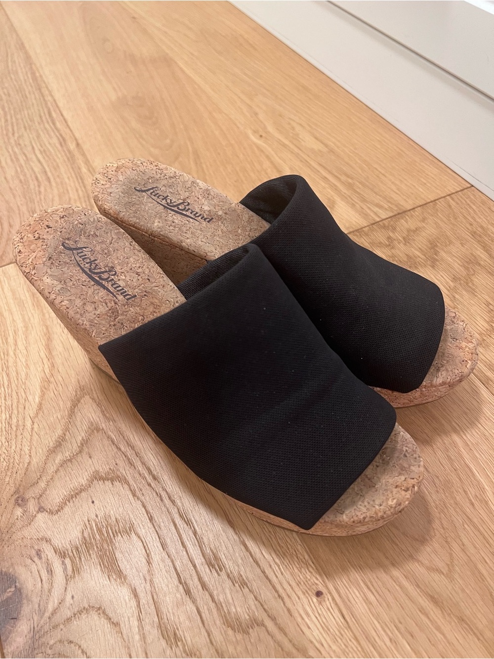Lucky Brand Black Cork Slide Mules - Women's